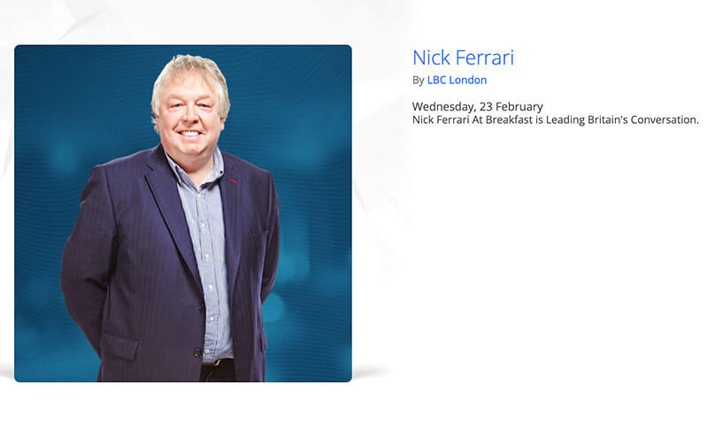 Photo of Nick Ferrari, Radio presenter for LBC London
